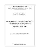 nhận thức của giáo viên mầm non về cách tiếp cận tích hợp trong giáo dục mầm non 