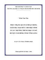 thực trạng quản lí hoạt động giáo dục đạo đức cho học sinh ở các trường trung học cơ sở huyện tam bình, tỉnh vĩnh long 