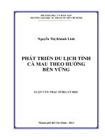 phát triển du lịch tỉnh cà mau theo hướng bền vững 