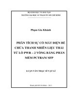 phân tích sự cố mất điện bể chứa thanh nhiên liệu thải từ lò pwr – 2 vòng bằng phần mềm pctran sfp 