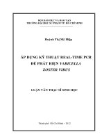 áp dụng kỹ thuật real time pcr để phát hiện varicella zoster virus 