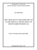 thực trạng quản lý hoạt động học tập của học sinh ở các trường trung cấp chuyên nghiệp tỉnh đồng nai 