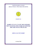 Nghiên cứu xử lý nước thải chế biến thủy sản bằng công nghệ lọc sinh học hiếu khí với giá thể bã mía 