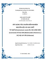 xây dựng tiêu chuẩn kiểm nghiệm nguyên liệu và cao chiết từ quế (cinnamomum cassia bl ) họ long não (lauraceae) và xạ can (belamcanda chinensis (l ) dc) họ lay ơn (iridaceae) 