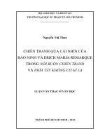 chiến tranh qua cái nhìn của bảo ninh và erich maria remarque trong nỗi buồn chiến tranh và phía tây không có gì lạ