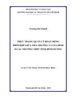 thực trạng quản lý hoạt động phối hợp giữa nhà trường và gia đình ở các trường thpt tỉnh bình dương 