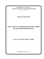 thực trạng và định hướng phát triển du lịch tỉnh bình dương 