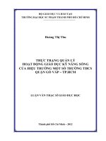 thực trạng quản lý hoạt động giáo dục kỹ năng sống của hiệu trưởng một số trường thcs quận gò vấp – tp hcm 