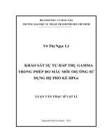 khảo sát sự tự hấp thụ gamma trong phép đo mẫu môi trường sử dụng hệ phổ kế hpge 