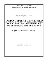 vận dụng hình thức dạy học hợp tác vào dạy phân môn tiếng việt ở lớp 10 trung học phổ thông 
