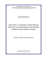 nhận thức và thái độ của sinh viên đại học quốc gia thành phố hồ chí minh đối với rối loạn sức khỏe tâm thần 