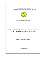 Nghiên cứu xử lý nước thải chăn nuôi heo bằng chế phẩm sinh học cata 222 