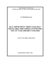 quá trình phát triển giáo dục trung học phổ thông ở tỉnh phú yên từ năm 1989 đến năm 2010 