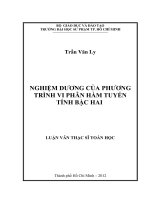 nghiệm dương của phương trình vi phân hàm tuyến tính bậc hai 