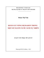khảo sát nồng độ radon trong một số nguồn nước suối tự nhiên 