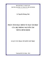 phân tích đặc điểm về mặt âm học của hệ thống nguyên âm tiếng bình định 