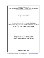 Nâng cao vai trò của hội nông dân trong xây dựng nông thôn mới trên địa bàn huyện ba chẽ, tỉnh quảng ninh 