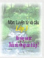 Bài giảng tiếng việt 3 tuần 2 bài luyện từ và câu   mở rộng vốn từ thiếu nhi, ôn tập câu ai là gì 3 