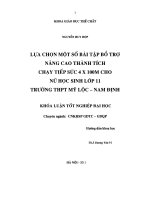 Lựa chọn một số bài tập bổ trợ nâng cao thành tích chạy tiếp sức 4 x 100m cho nữ học sinh lớp 11 trường THPT mỹ lộc   nam định 
