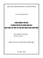 Công nghiệp văn hóa ở thành phố hồ chí minh hiện nay (qua khảo sát một số lĩnh vực nghệ thuật biểu diễn) (TT)