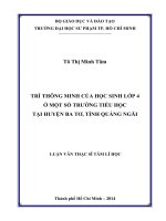 trí thông minh của học sinh lớp 4 ở một số trường tiểu học tại huyện ba tơ, tỉnh quảng ngãi 