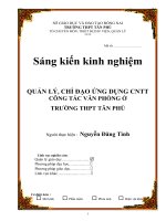 SKKN QUẢN lý, CHỈ đạo ỨNG DỤNG  CÔNG NGHỆ THÔNG TIN  CÔNG tác văn PHÒNG ở  TRƯỜNG THPT  tân PHÚ 