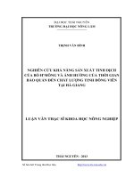 Nghiên cứu năng suất tinh dịch của bò hmông và ảnh hưởng của thời gian bảo quản đến chất lượng tinh đông viên tại hà giang