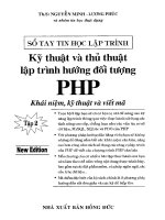 Kỹ thuật và thủ thuật lập trình hướng đối tượng PHP   tập 2  phần 1   nguyễn minh, lương phúc
