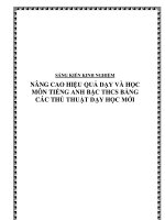 SKKN  nâng cao hiệu quả dạy và học môn tiếng anh bậc THCS bằng các thủ thuật dạy học mới