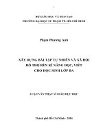 xây dựng bài tập tự nhiên và xã hội hỗ trợ rèn kĩ năng đọc, viết cho học sinh lớp ba 