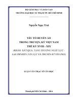 yếu tố huyền ảo trong truyện, ký việt nam thế kỷ xviii   xix (khảo sát qua tang thương ngẫu lục   lan trì kiến văn lục và truyền kỳ tân phả) 