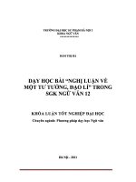 Khoá luận tốt nghiệp dạy học bài nghị luận về một tư tưởng, đạo lí trong SGK ngữ văn 12 