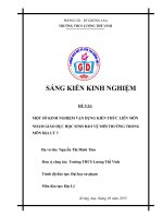 skkn một số kinh nghiệm vận dụng kiến thức liên môn nhằm giáo dục học sinh bảo vệ môi trường trong môn địa lý 7