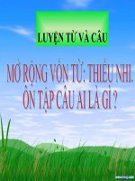 Bài giảng tiếng việt 3 tuần 2 bài luyện từ và câu   mở rộng vốn từ thiếu nhi, ôn tập câu ai là gì 2 