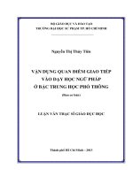 vận dụng quan điểm giao tiếp vào dạy học ngữ pháp ở bậc trung học phổ thông (ban cơ bản) 