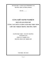 skkn NÂNG CAO CHẤT LƯỢNG GIÁO dục học SINH lớp CHỦ NHIỆM TRONG TRƯỜNG THPT 