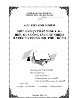 skkn một số BIỆN PHÁP NÂNG CAO HIỆU QUẢ CÔNG tác CHỦ NHIỆM ở TRƯỜNG TRUNG học PHỔ THÔNG 