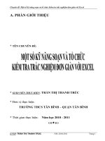 CHUYÊN đề một số kỹ NĂNG SOẠN và tổ CHỨC KIỂM TRA TRẮC NGHIỆM đơn GIẢN với EXCEL 