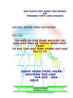 skkn tìm HIỂU và vận DỤNG NGUYÊN tắc đảm bảo TÍNH hệ THỐNG NHẰM PHÁT TRIỂN tư DUY CHO học SINH TRONG dạy học địa lý 10