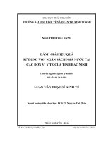 Đánh giá hiệu quả sử dụng vốn ngân sách nhà nước tại các đơn vị y tế của tỉnh bắc ninh