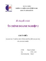 doanh thu và những nhân tố ảnh hưởng đến doanh  thu của doanh nghiệp