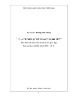 QUÁ TRÌNH LẬP KẾ HOẠCH GIÁO DỤC