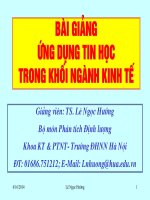 Bài giảng ứng dụng tin học trong khối ngành kinh tế  chương 1   TS  lê ngọc hướng