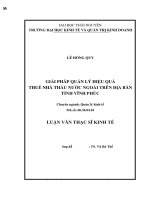 Giải pháp quản lý hiệu quả thuế nhà thầu nước ngoài trên địa bàn tỉnh vĩnh phúc