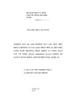 Nghiên cứu sự ảnh hưởng của các mức bón phân chuồng và các loại phân bón lá đến khả năng sinh trưởng, phát triển và năng suất cây cỏ ngọt (stevia rebaudiana bertoni) giống m3 tại xã hưng đông, tp  vinh, nghệ an 