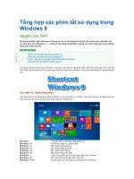 Tổng hợp các phím tắt sử dụng trong windows 8 