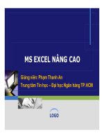Bài giảng MS excel nâng cao   GV  phạm thanh an