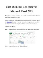 Cách chèn chữ, logo chìm vào microsoft excel 2013 