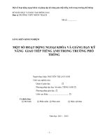 skkn một số HOẠT ĐỘNG NGOẠI KHÓA và GIẢNG dạy kỹ NĂNG  GIAO TIẾP TIẾNG ANH TRONG TRƯỜNG PHỔ THÔNG 