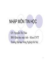 Bài giảng nhập môn tin học   GV  nguyễn thị thảo